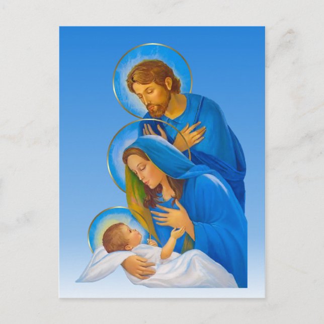 Die Heilige Familie - Geburt des Babys Jesus Postkarte (Vorderseite)