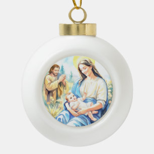 Die Heilige Familie - Geburt Jesu Keramik Kugel-Ornament
