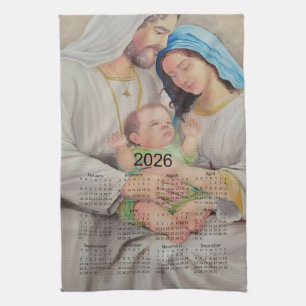 Die Heilige Familie: Göttliche Liebe 2026 Kalender Geschirrtuch