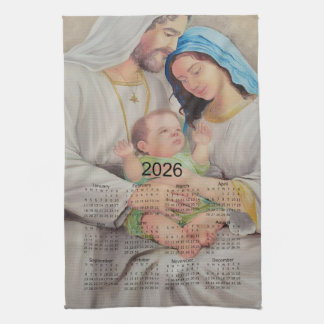 Die Heilige Familie: Göttliche Liebe 2026 Kalender Geschirrtuch
