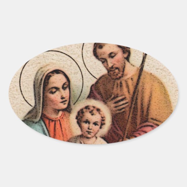 Die heilige Familie - Jesus, Maria und Joseph Ovaler Aufkleber (Vorderseite)