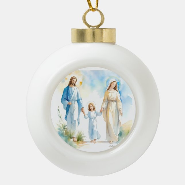 Die heilige Familie Keramik Kugel-Ornament (Vorderseite)