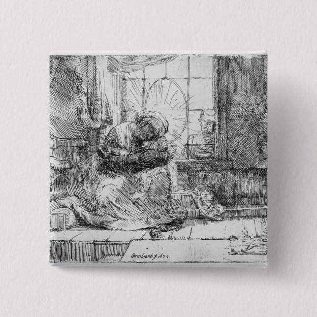 Die heilige Familie mit einer Katze, 1654 Button (Vorderseite)