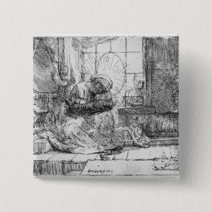 Die heilige Familie mit einer Katze, 1654 Button