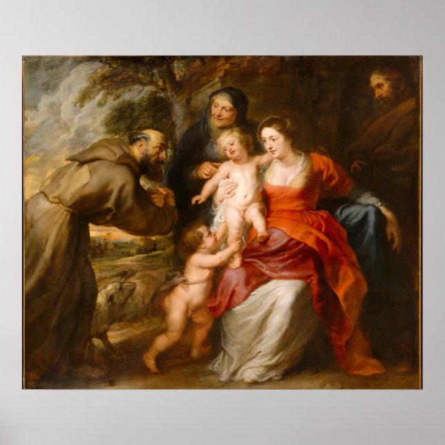 Die heilige Familie mit Heiligen Poster (Vorne)