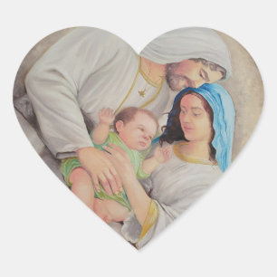 Die Heilige Familie: Porträt der göttlichen Liebe Herz-Aufkleber