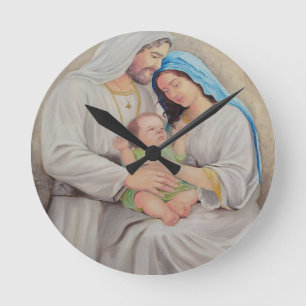 Die Heilige Familie: Porträt der göttlichen Liebe Runde Wanduhr