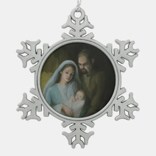 Die heilige Familie Schneeflocken Zinn-Ornament