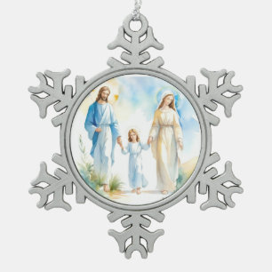 Die heilige Familie Schneeflocken Zinn-Ornament