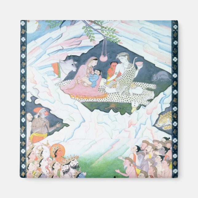 Die heilige Familie Shiva und Parvati Magnet (Vorne)