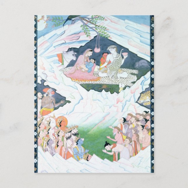 Die heilige Familie Shiva und Parvati Postkarte (Vorderseite)