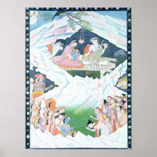 Die heilige Familie von Shiva und von Parvati Poster