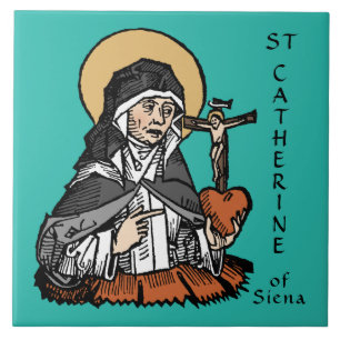 Die heilige Katharina von Siena mit dem Kreuz auf Fliese