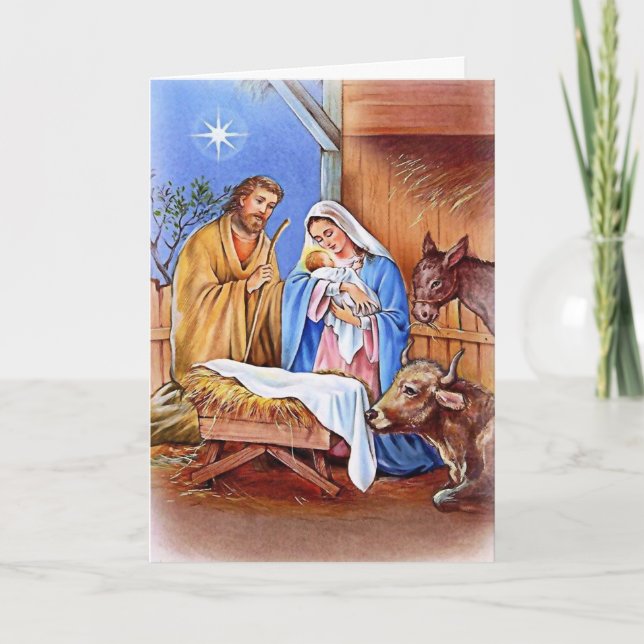 Die heilige Nacht Feiertagskarte (Vorderseite)