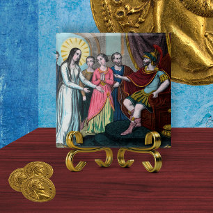 Die heilige Philomena wird vor Kaiser Diokletian a Fliese