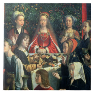 Die Heirat bei Cana, Detail der Braut und des surr Fliese