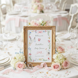 Die Heirloom Rose & Ribbon Signature Stork Begrüßu Poster