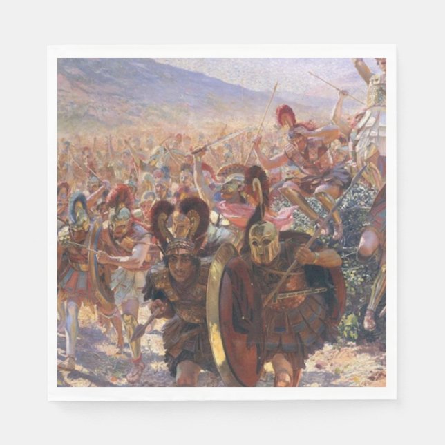 Die Helden der Schlacht von Marathon (Rochegrosse) Serviette (Vorderseite)