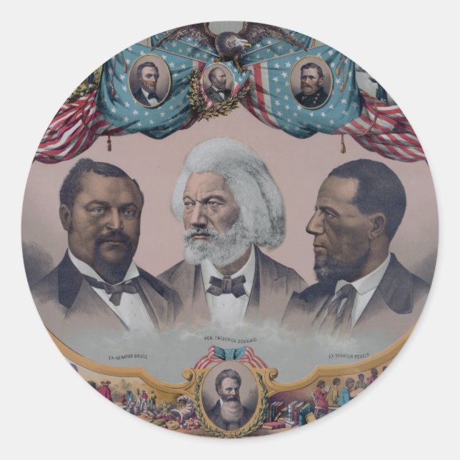 "Die Helden des farbigen Race" Runder Aufkleber (Vorderseite)