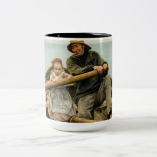 Die helfende Hand, 1881 von Emile Renouf Zweifarbige Tasse