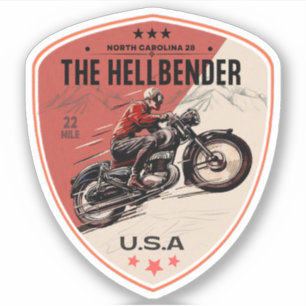 Die Hellbender Route 28 North Carolina Motorradtou Aufkleber