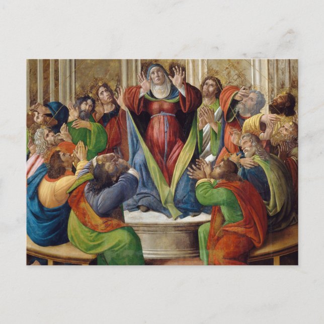 Die Herabkunft des Heiligen Geistes von Botticelli Postkarte (Vorderseite)
