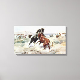 Die Herausforderung (Pferde kämpfen im amerikanisc Leinwanddruck