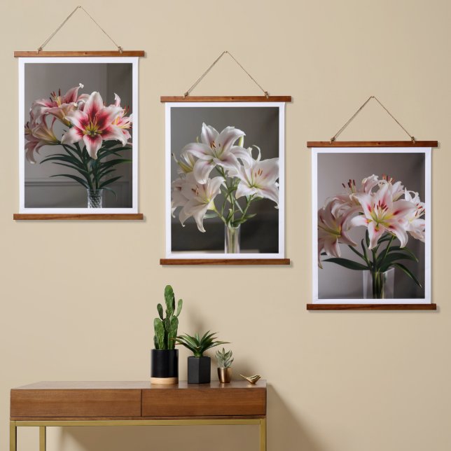 Die Herbstlilie im vollen Ganzen - Elegant Wandteppich Mit Holzrahmen (Asymmetrisch)