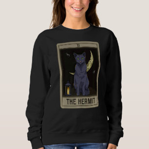 Die Hermit Cat Arcana Tarot Card Mystical Wiccan Sweatshirt