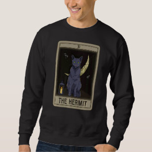 Die Hermit Cat Arcana Tarot Card Mystical Wiccan Sweatshirt