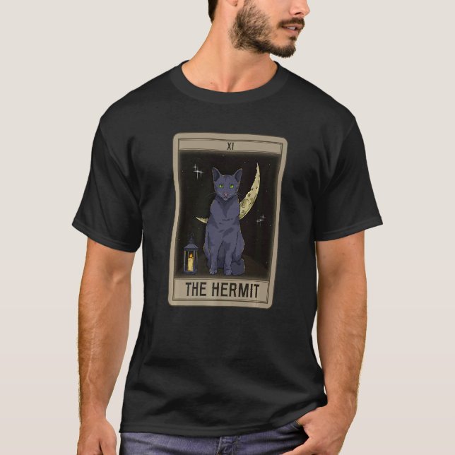 Die Hermit Cat Arcana Tarot Card Mystical Wiccan T-Shirt (Vorderseite)