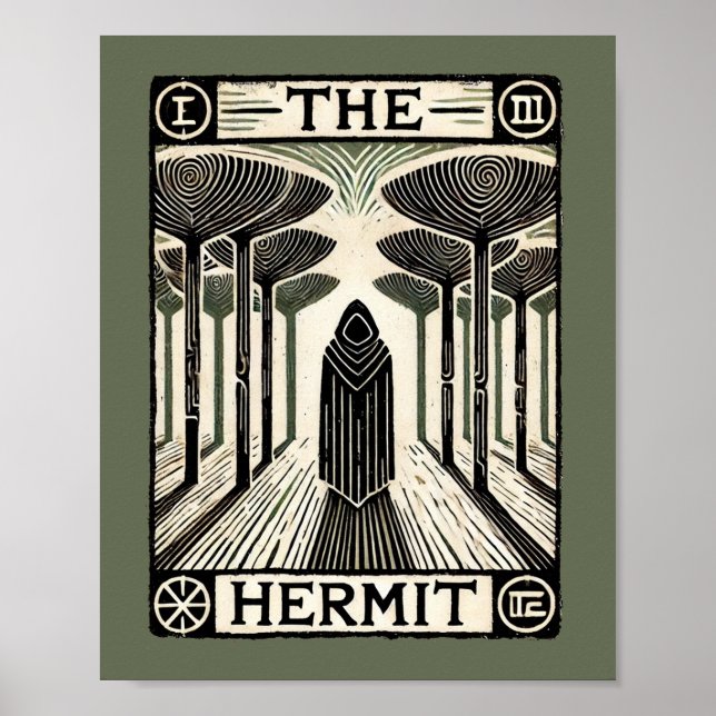 Die Hermit-Tarot-Karte Poster (Vorne)