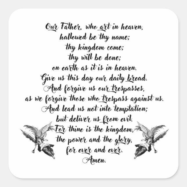 Die Herren Gebet Unser Vater Bibel religiöse Zitat Quadratischer Aufkleber (Vorderseite)