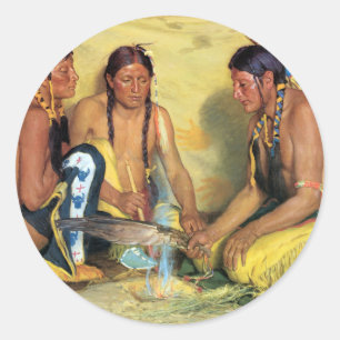 Die Herstellung von Süßgras-Medizin, Blackfeet-Zer Runder Aufkleber