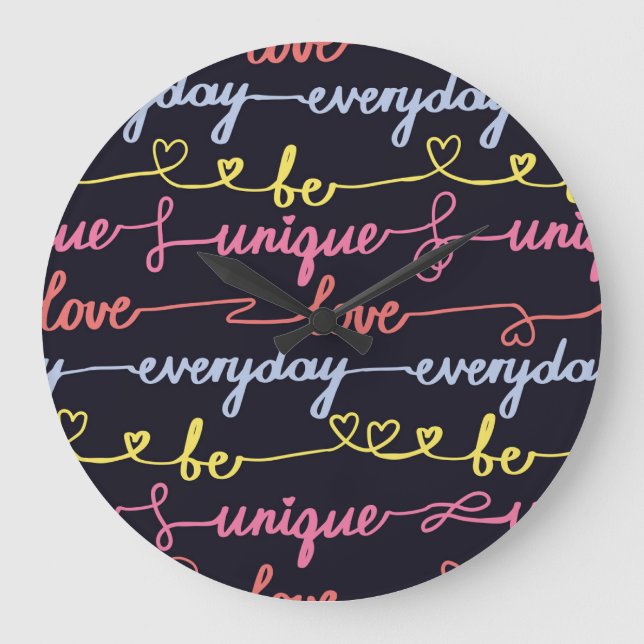 Die Herzen der Mädchen, die Worte nahtlos. Große Wanduhr (Vorderseite)