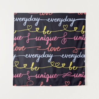 Die Herzen der Mädchen, die Worte nahtlos. Wandteppich