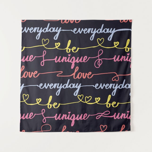 Die Herzen der Mädchen, die Worte nahtlos. Wandteppich (Vorderseite)