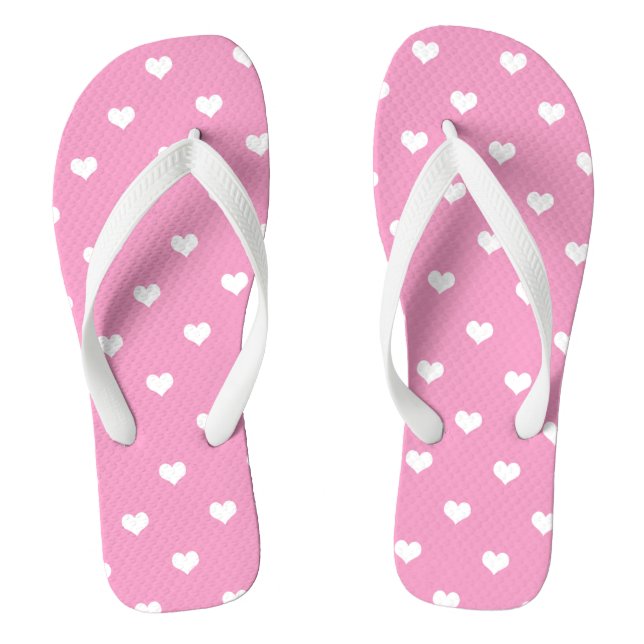 Die Herzen der weißen Liebe sind rosa Flip Flops (Fußbett)