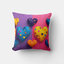 Die Herzen in lebhaften Farben mit Facetten Kissen