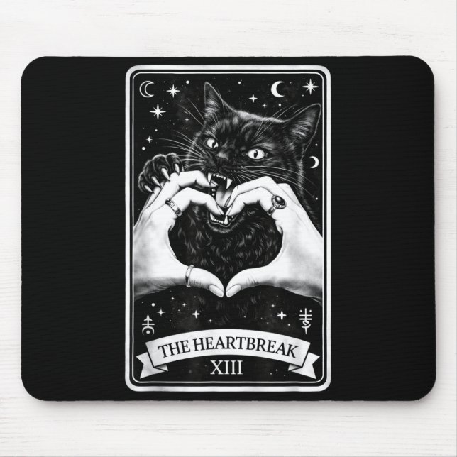 Die Herzschmerz-Katze gothische Tarotkarten-Kunst  Mousepad (Vorne)