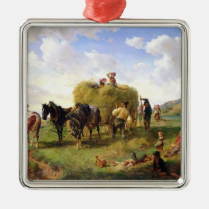 Die Heu-Ernte, 1869 Silbernes Ornament
