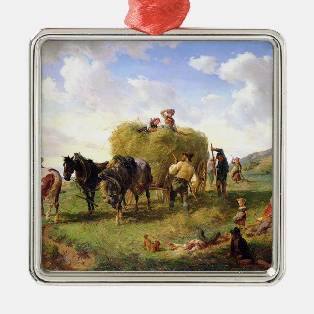 Die Heu-Ernte, 1869 Silbernes Ornament (Vorne)