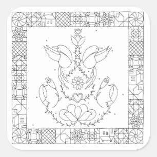 Die Heuschrecke - Sarah Fielke BOM 2018 Quadratischer Aufkleber