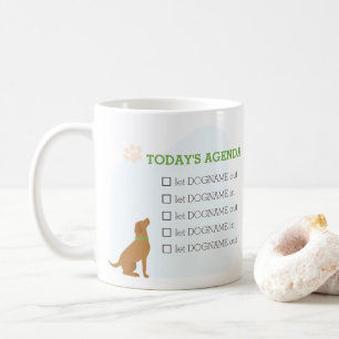 Die heutige Agenda - Lass des Hundes ein- und aus Kaffeetasse
