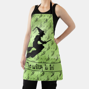 'Die Hexe ist in' Halloween Silhouette Green Schürze