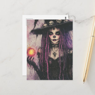 Die Hexe mit Magie in ihrer Hand Postkarte
