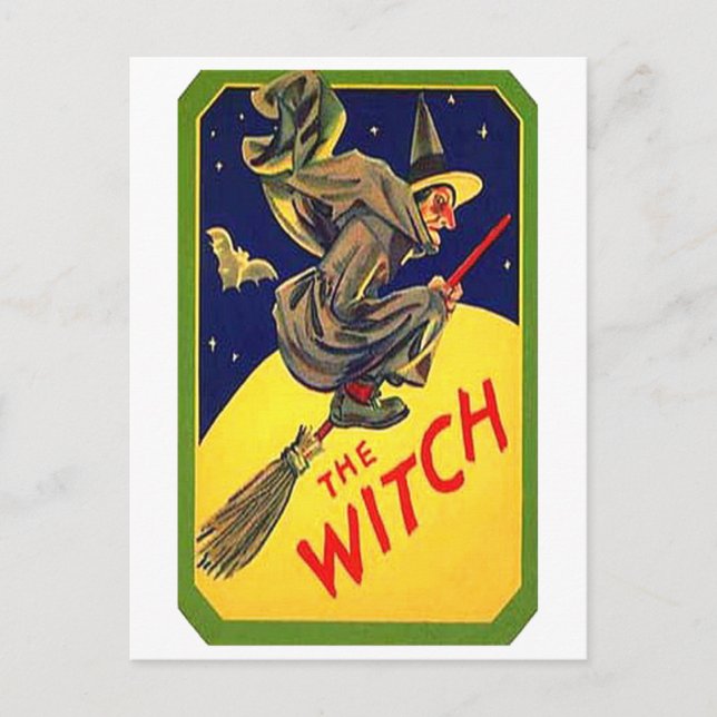 Die Hexe Vintag Halloween Postkarte (Vorderseite)