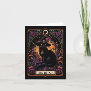Die Hexenkkatze Tarot Card Halloween Vintag Gothic Karte
