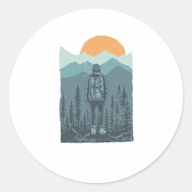 Die Hiker Runder Aufkleber (Vorderseite)