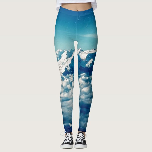 Die Himalaya-Berge in Wolken Blauer Himmel Leggings (Vorderseite)
